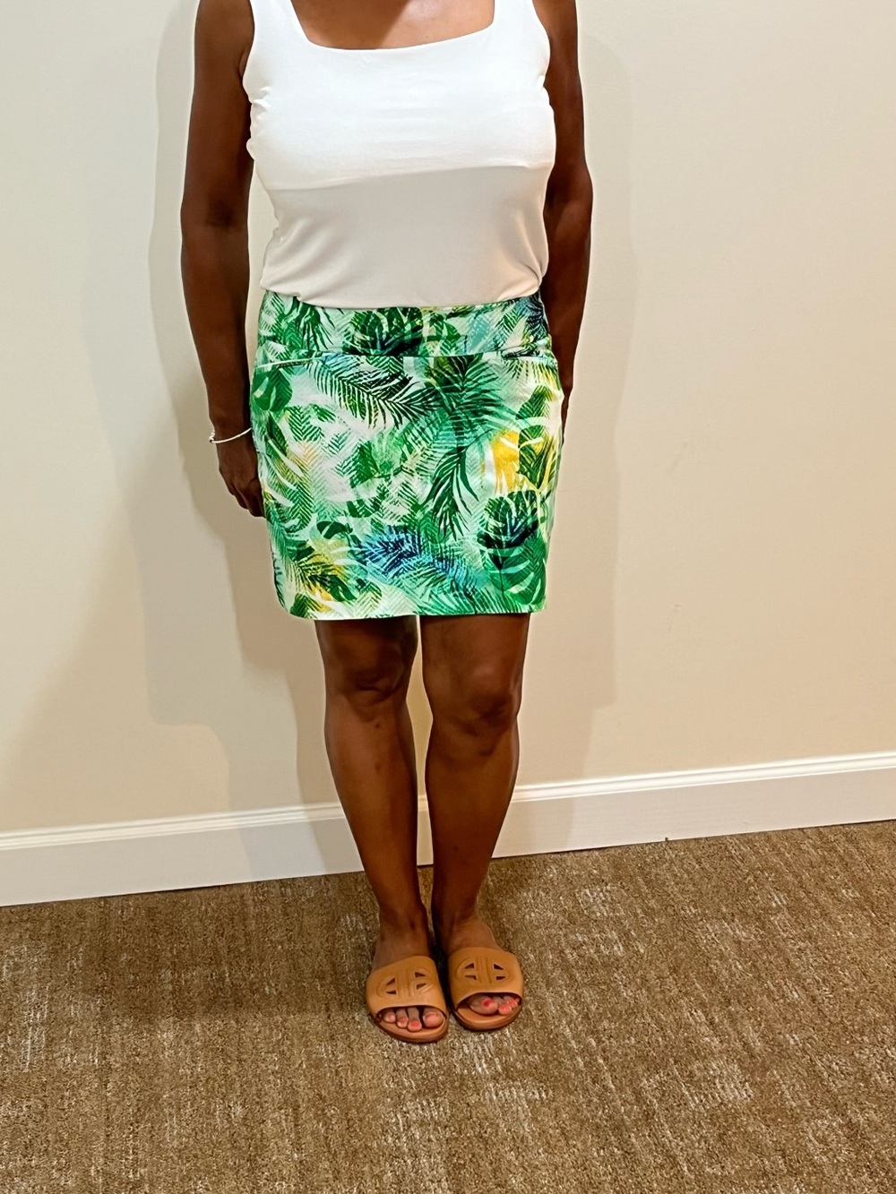 Attyre Green Tropical Leaf Mini Skirt